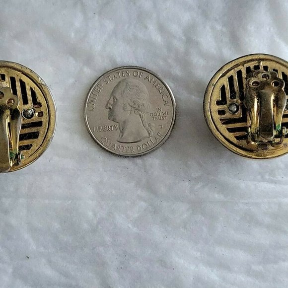 Lanvin Paris Runway Classic Knob Earrings 2-tone gold/ silver Clip-on - Picture 2 of 4